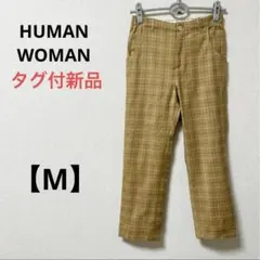 タグ付新品【M】ブラウン　定価14,000 カジュアルテーパードパンツ チェックのサムネイル