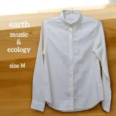 earth music&ecology長袖ボタンダウンシャツ クリームイエローМ