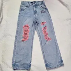 バイラビ デニムパンツ ダメージ加工 ライトブルーのサムネイル