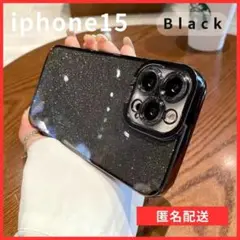 iphone15用ケースカバー新品黒クリアキラキラ韓国話題