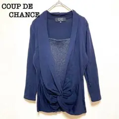 クードシャンス　ツイストデザイン　レイヤード風カットソー　ネイビー　ラメ　重ね着