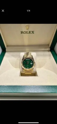ROLEX 自動巻き時計 グリーンダイヤル ゴールドバンド