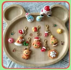 クッキー風クリスマスのチャームminiパーツつき　５個セット