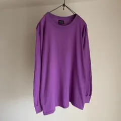 90's USA製　デッドストック　コットン　長袖　ロンt パープル　L