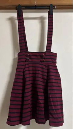 赤と黒のストライプ ジャンバースカート 160