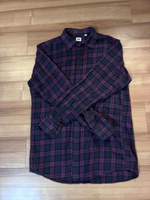 UNIQLO パープルチェック　フランネルシャツ L