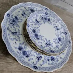 NARUMI ナルミ ボーンチャイナ ミラノ プレート 大小6枚組 花柄 金彩