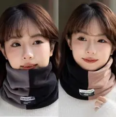 ブラック／ブラウン　首元あったか幸せ♡ 2WAY 多機能ネックウォーマー