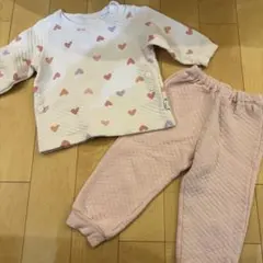 ベビーパジャマ 上下セット 90cm ハート柄 ユニクロ