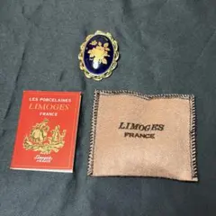 【美品・付属品完備】リモージュ 磁器 ブローチ 金彩 バラ フランス製のサムネイル