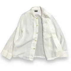 極美品 マーガレットハウエル リネンシャツ ストライプ 半袖 ブラウス