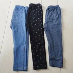 デニム風・柄付き・パンツ3点セット　ユニクロ