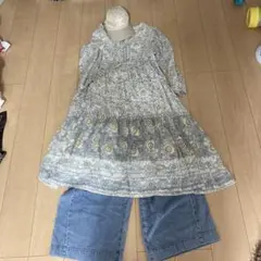 アナザーエディション　インド綿花柄ティアードワンピース