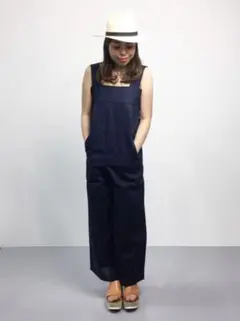 【apart by lowrys（アパートバイローリーズ）】綿麻ワイドサロペット