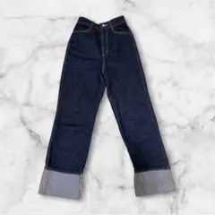 GRL ハイウエスト デニムパンツ インディゴ　XS ロールアップ