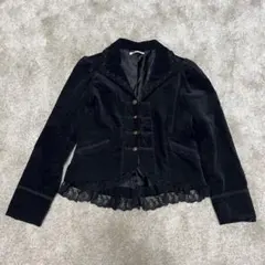 ♡axes femme♡ ナポレオンデザインレース装飾コーデュロイジャケット黒