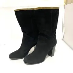 CHANEL スエード ブーツ ココマーク 36 1/2 ブラック 中古のサムネイル