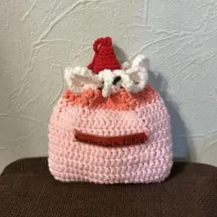 いちごプリン巾着ポーチ　かぎ針編み　かぎ編み　編み物　カードケース　デジカメ