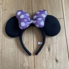 Disney ディズニー　ミニーカチューシャ　パープル　スパンコール