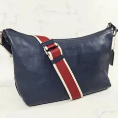 【美品】コーチ ヘリテージ ショルダーバッグ クロスボディバッグ レザー 紺色