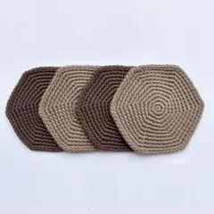 六角形のコースター（4枚）ブラウン