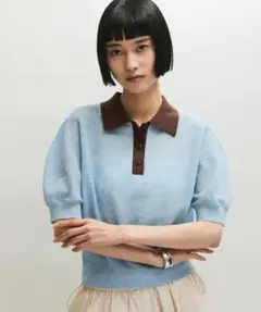 CABaN コットンカシミヤチェックジャカード ハーフスリーブプル