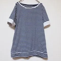 Lands' End ストライプ 半袖Tシャツ S レディース ネイビー 春のサムネイル