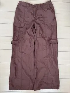 ブラウン 【Mサイズ】カーゴパンツ サイドポケット付き