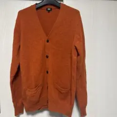 UNIQLO ユニクロ オレンジ ウール100% Vネック カーディガン　秋　冬