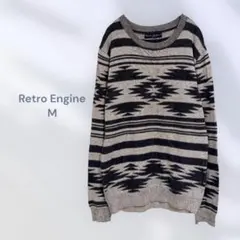 Retro Engine レトロエンジン　薄手ニット　柄物　カジュアル　春秋のサムネイル