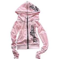 ピンク ジップアップパーカー y2k グランジ パンク 平成 ギャル お兄系