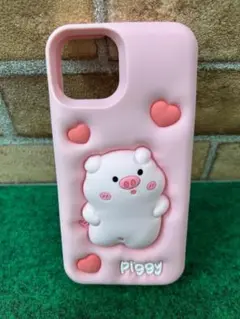 iphone15/14/13ケース かわいいピンクの豚さん 全面保護