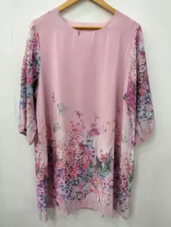 新品 花柄ピンク シフォン チュニック