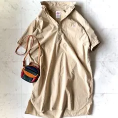 美品 ダントン DANTON 半袖 プルオーバーシャツワンピース ベージュ