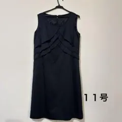 ノースリーブ黒ひざ丈ワンピース 11号