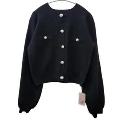 【新品タグ付】clear クリア パールボタン ニットカーディガン ブラック F