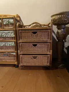 antique-古道具 シャービー フレンチ 木製 レトロ ラタンラック - メルカリ