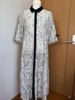 スーパービューティー　レース花柄ロングワンピース 七分袖　新品　未着用