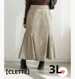 (最終値)【CLETTE】千鳥柄マーメイドスカート　ベージュ3Lのサムネイル