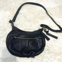 ダコタ　ブラック　レザー　ショルダーバッグ　黒　革