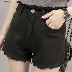 ショートパンツ ショーパン カットオフダメージ加工デニムショートパンツ