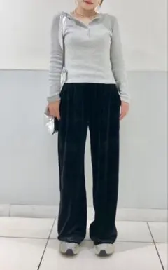 UNIQLOソフトベロアイージーパンツ M ブラック