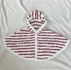 ジェラートピケ ベビーキッズポンチョ ボーダー赤白 XXS 80-90cm