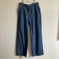 UNIQLO ドレープデニムタックパンツ WOMEN Lサイズ 65 BLUE