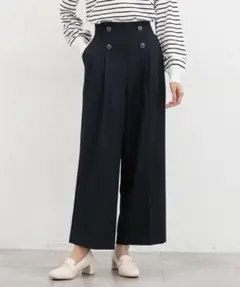 ハニーズ 釦付ワイドストレートパンツ ブラック