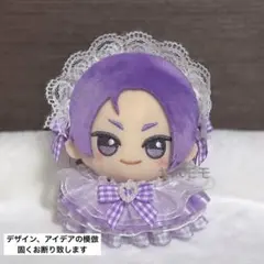 ぬい服 ギンガムチェックフリルドレス パープル ヘッドドレスセット ちびぐるみ