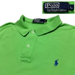 【希少】90s ポロラルフローレン 鹿の子 ポロシャツ L ライムグリーン