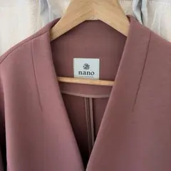nano universe ノーカラー ロングコート ピンク