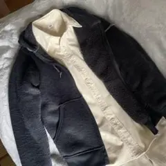 YOUTILITY ◆ フーディ ニットジャケット 内側ボア ユニセックス 紺色