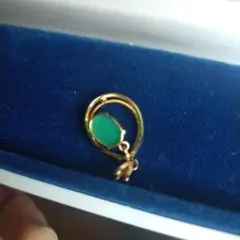 グリーンストーン ゴールドメッキ フープピアス